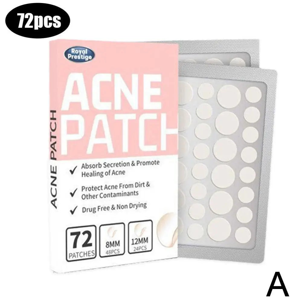 72pcs Invisible Anti-Acne Pimple Patches – Hydrocolloid Waterproof Spot & Mark Repair Stickers