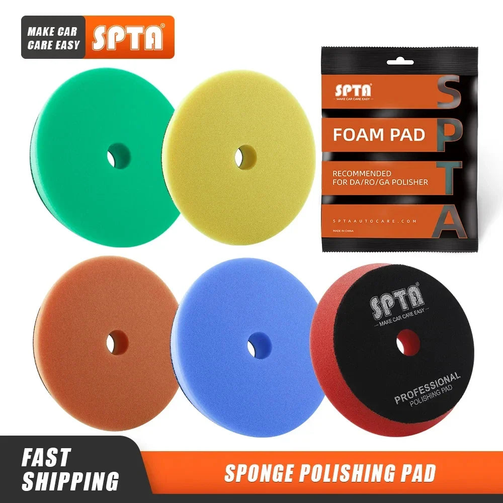 SPTA Car Buffing Polishing Pads – 3", 5", 6" T-Shape Sponge for DA/RO/GA Buffer Polisher