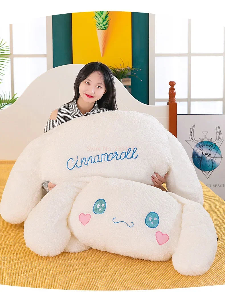 70 / 90 / 110 / 130cm cm Aoger Cinnamoroll Plush Doll – Kawaii Cartoon Stuffed Toy, Car Headrest Pillow & Back Cushion, Birthday Gift