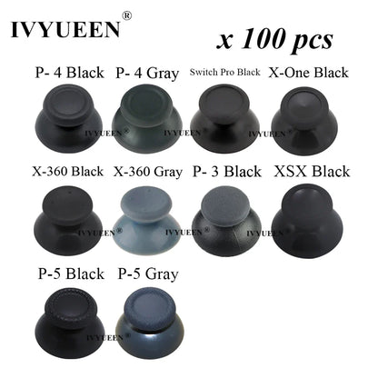 IVYUEEN 100PCS Black Analog Stick Caps – Thumb Grip Covers for PS5, PS4, PS3 & Xbox Controllers
