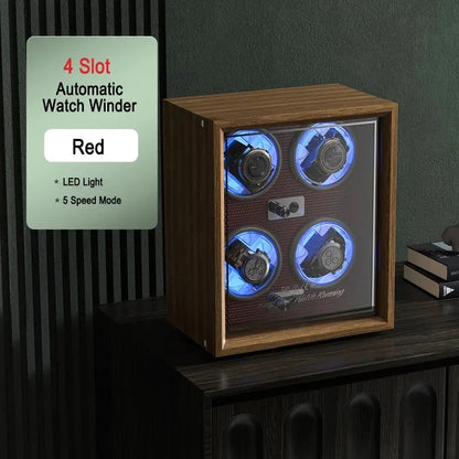 IBBETON Luxury Wood Watch Winder – High-End Automatic Watch Box (2/4/6 Slots) with Mabuchi Mute Motor & Storage Cabinet