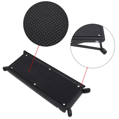 Guitar Foot Stool – 4 Position Height Adjustable, Foldable Pedal Rest for Guitar, Black Footstool for Guitar Pedal Accessories