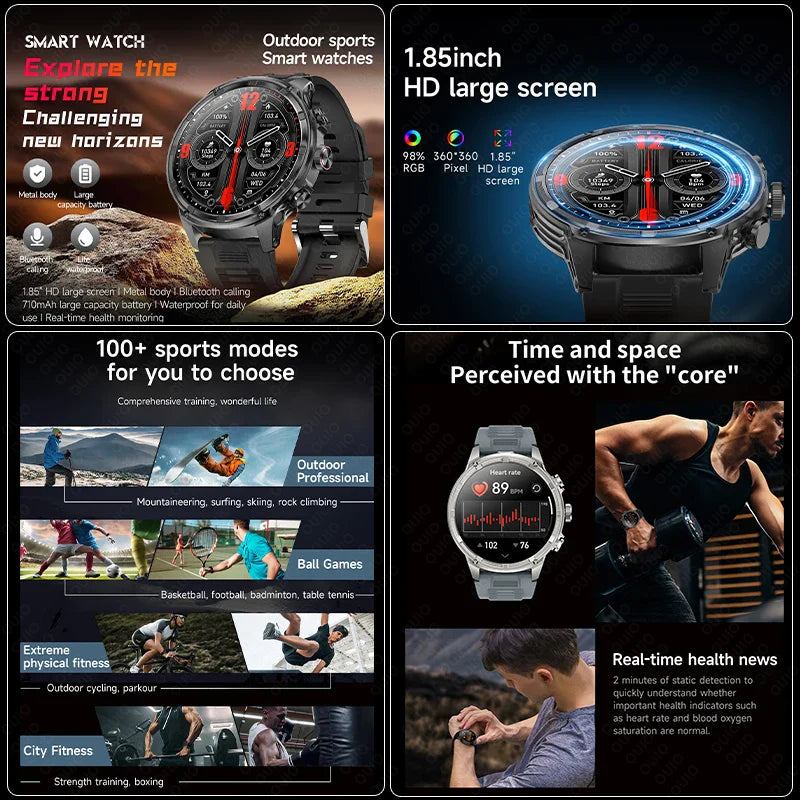 2025 Huawei & Xiaomi GPS Smartwatch for Men — 1.85" Ultra HD AMOLED Screen, 710mAh Battery & Bluetooth Call