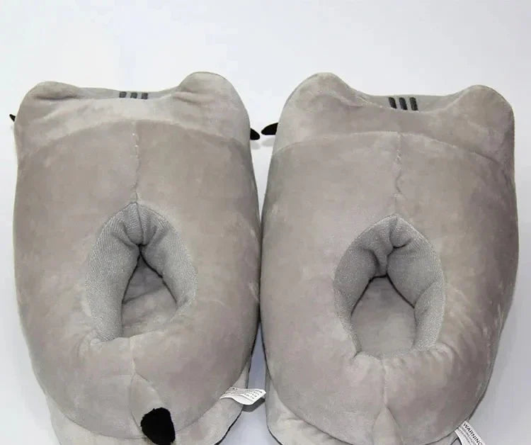 Cartoon Cat Plush Slippers – Warm Winter Indoor Slides, Soft Anime Bedroom Shoes for Men & Women