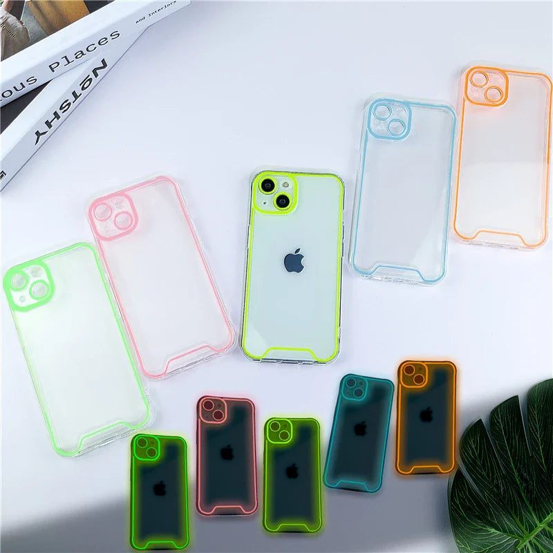Glowing Silicone Night Light Case for iPhone 14/13/12/11/15 Pro Max - Luminous Soft Cover for Enhanced Visibility