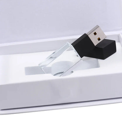 USB 2.0 Crystal Flash Drive - 4GB-128GB High-Speed Memory Stick, Wedding Gift & Photography Pendrive