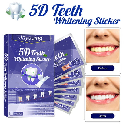 5D Whitening Teeth Stickers – 7/14 Pairs Gel Strips for Stain Removal, Dental Bleaching & Oral Hygiene Care