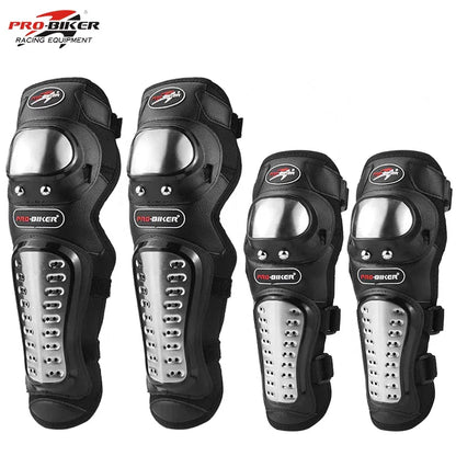 4PCS Motorcycle Knee & Elbow Pads Set — Stainless Steel Motocross Racing Protective Gear Kit
