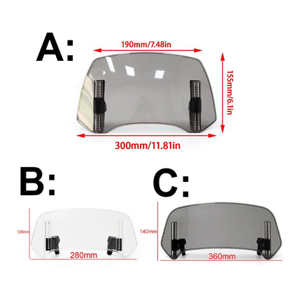 Universal Motorcycle Windshield Extension - Adjustable Clamp-On Windscreen Spoiler Deflector for All Bikes