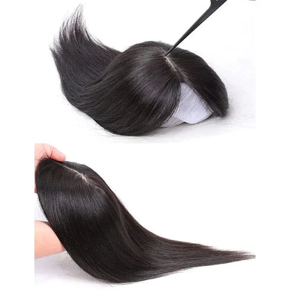 Silk Top Base Clip-In Hair Topper for Women – Real Human Hair Extension, Thin & Breathable Hairpiece
