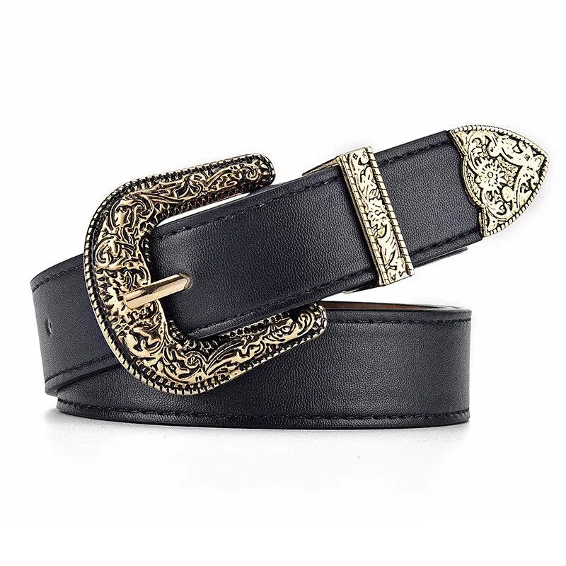 Vintage Carved Needle Buckle Belt — PU Leather Punk Hip Hop Rock Style Unisex Jeans Belt, Y2K Fashion Accessory