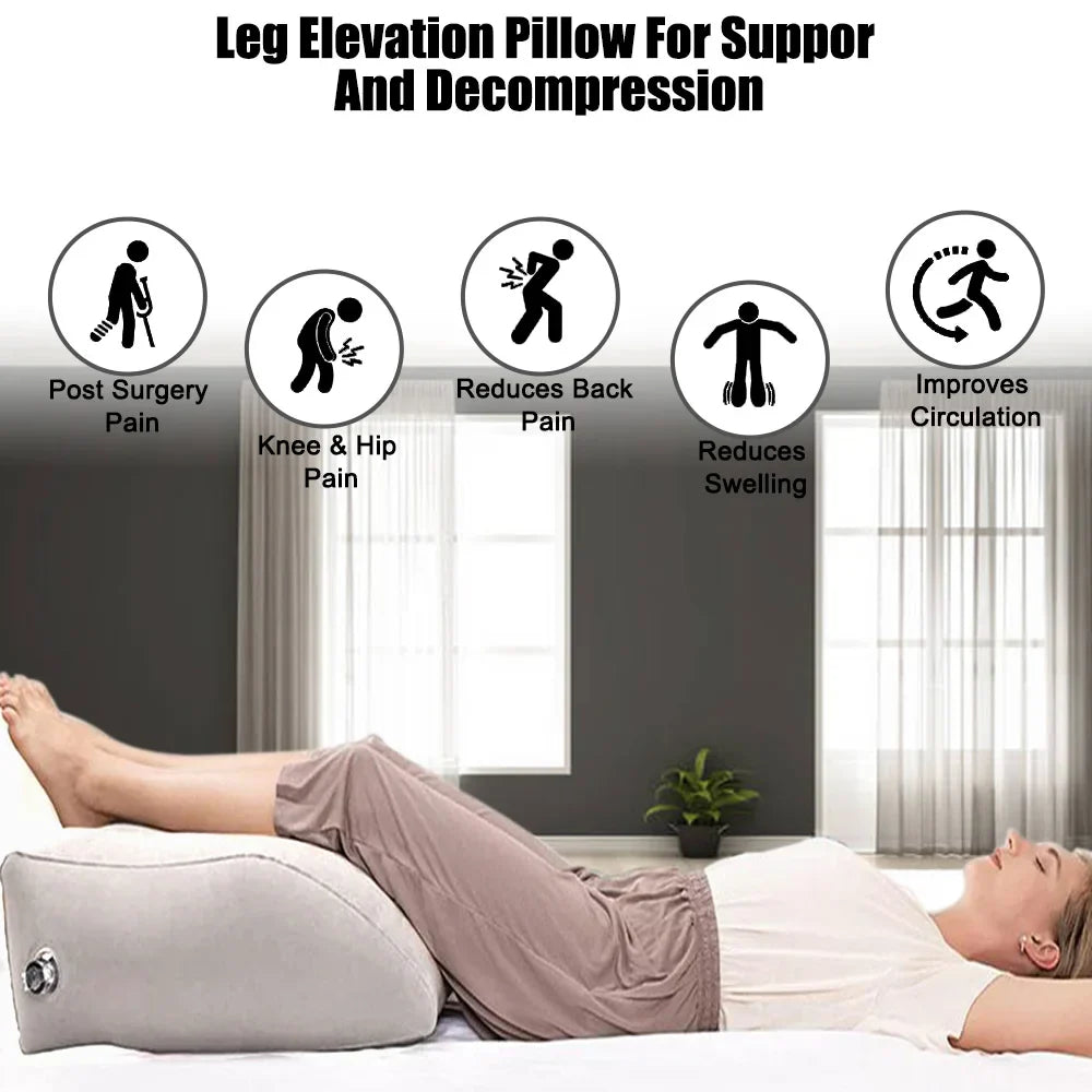 Inflatable Leg Wedge Pillow — Portable Knee Cushion for Travel, Camping & Sleeping, PVC Foot Elevation Pillow