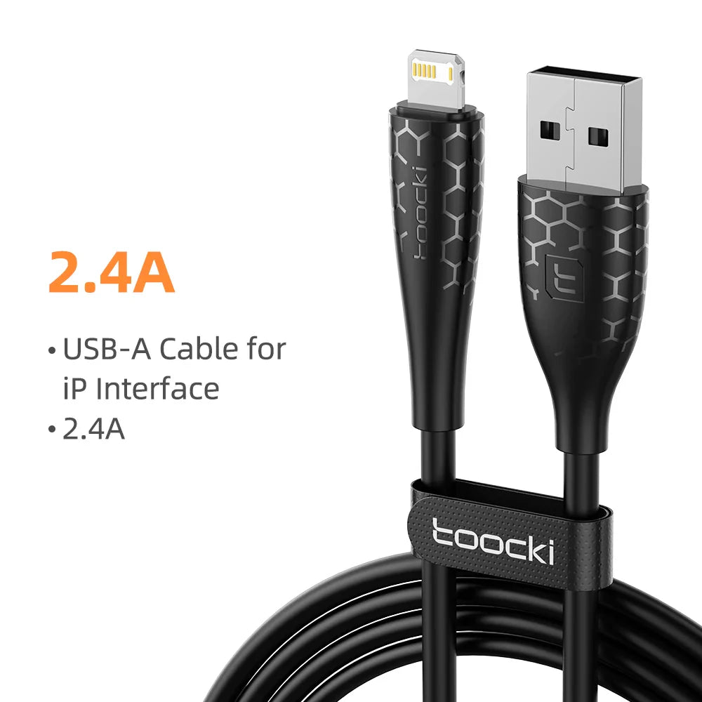 Toocki 2.4A Lightning Cable – Fast Charging USB Cord for iPhone 14/13/12/11 Pro Max, iPad, 8/7 Plus
