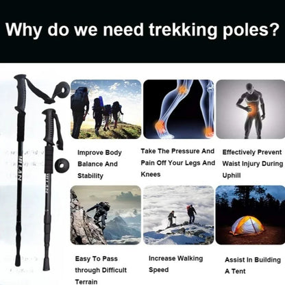 Collapsible Lightweight Hiking Trekking Poles — Adjustable Anti-Shock Walking Sticks for Men and Women