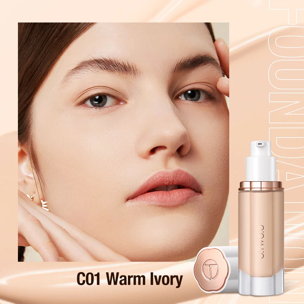 O.TWO.O Liquid Foundation Cream – 30ml High Coverage Makeup Base, SPF30 Waterproof Concealer Foundation for Face