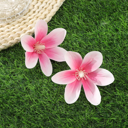 Simulated Orchid Flower Hairpins – White & Pink Hair Clips for Women, Summer Travel Seaside Fashion Headwear