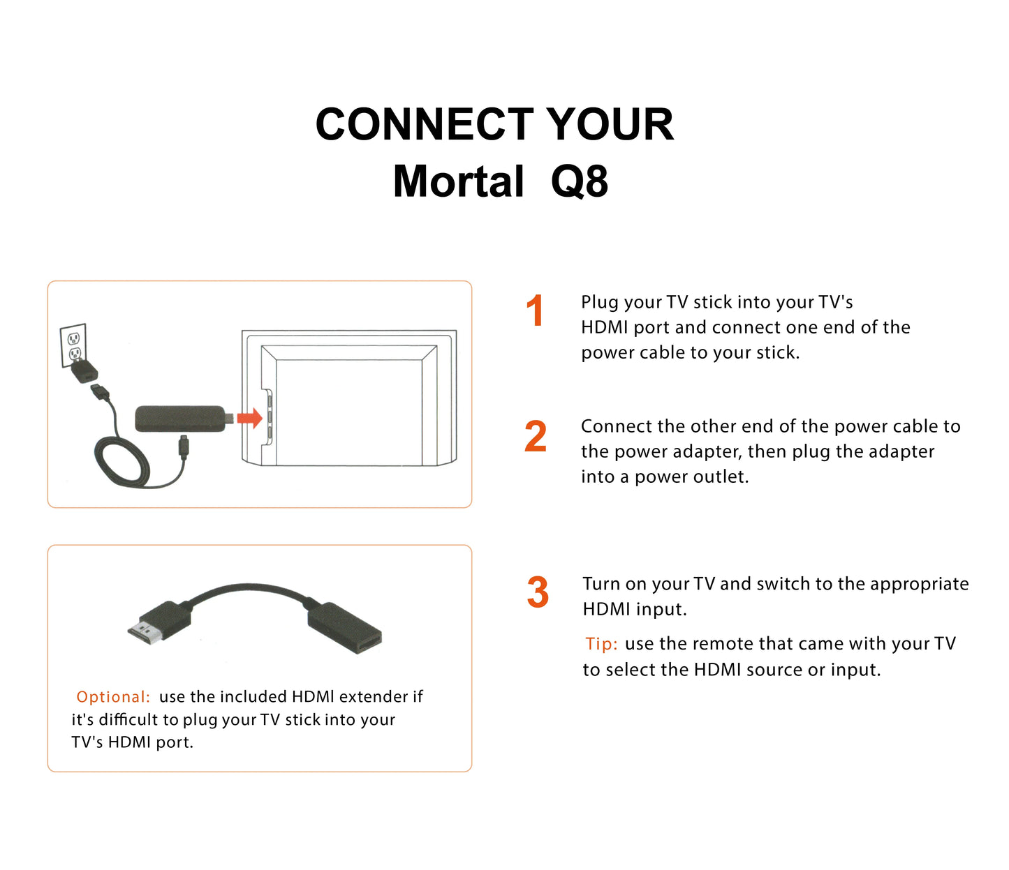 Mortal Q8 Android TV Stick Global Version – Android 14, 8K/4K Streaming, WiFi 6, Voice Remote, Netflix & YouTube Compatible