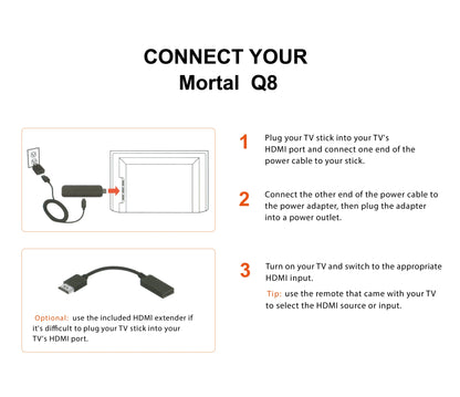 Mortal Q8 Android TV Stick Global Version – Android 14, 8K/4K Streaming, WiFi 6, Voice Remote, Netflix & YouTube Compatible