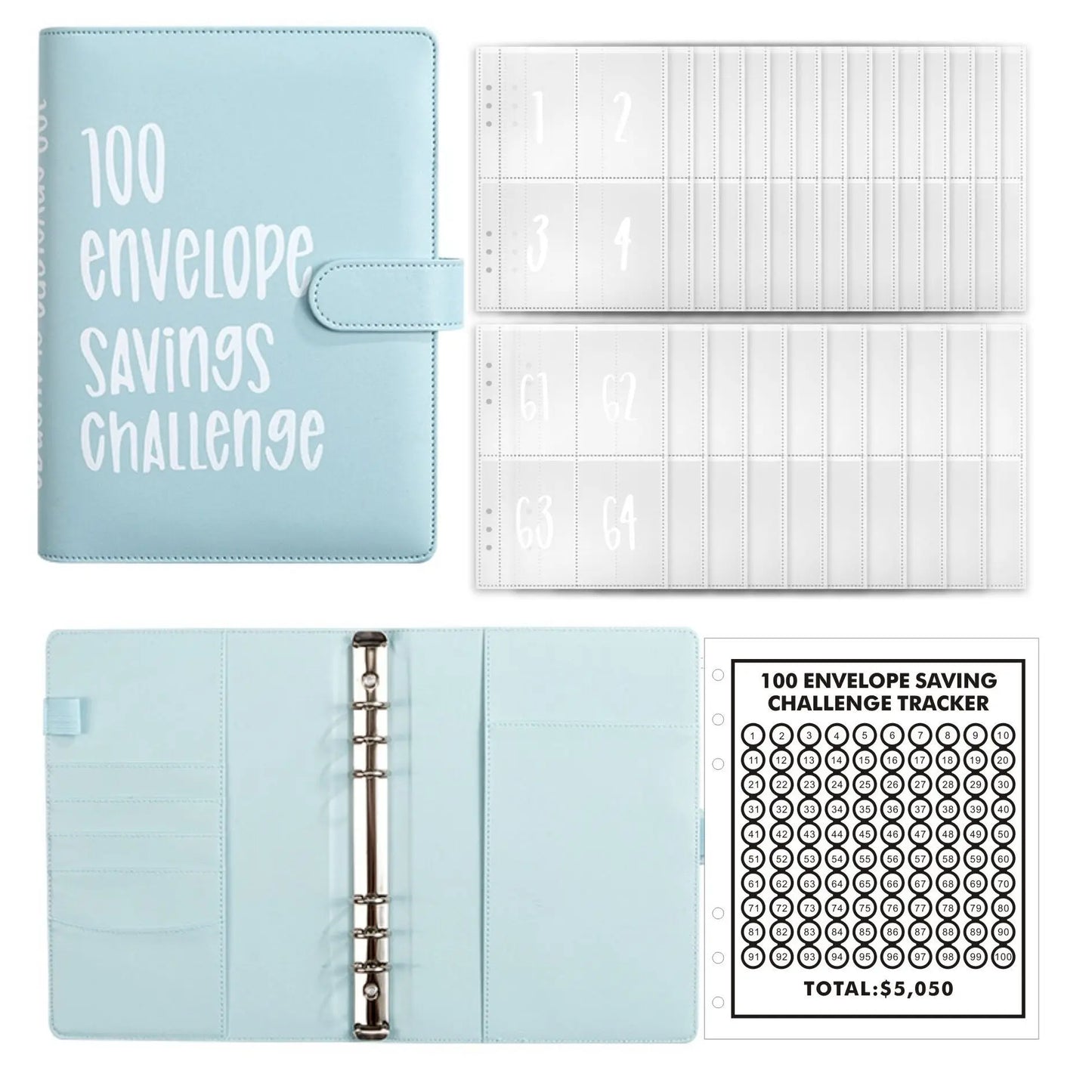 100 Envelopes Money Saving Challenge Binder – Password Lock Budget Organizer for Cash, Cost & Expense Management Notebook