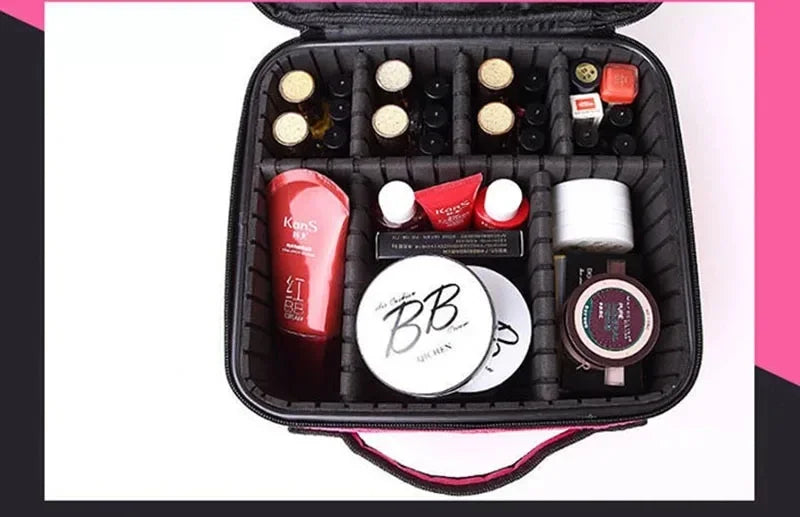 New Waterproof Makeup Bag for Women – Travel Cosmetic Case with Beauty Brush Storage & Embroidery Tool Organizer