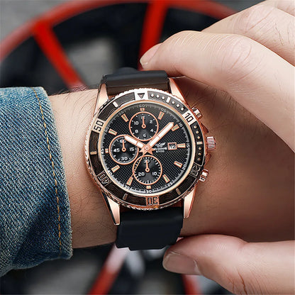 UTHAI CA09 Men’s Luxury Quartz Watch – Silicone Band Sports & Business Wristwatch with Calendar