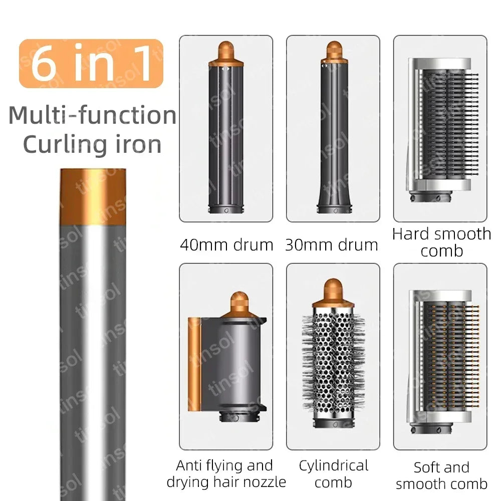 6-in-1 Multi-Function Hair Dryer & Hot Air Comb – Curling Iron & Straightener Styling Kit for Salon-Quality Results at Home