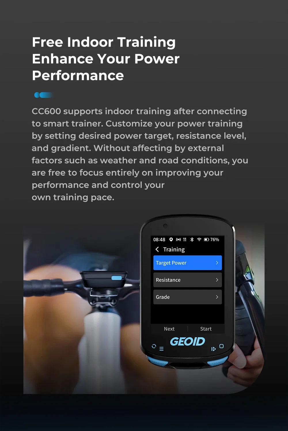 GEOID CC600 Bike Computer – Color Screen Smart GPS Speedometer with Wireless ANT+, WIFI, 11 Languages & Cycling Odometer