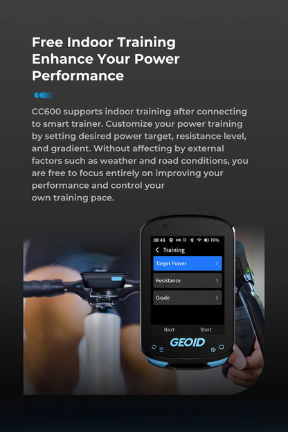 GEOID CC600 Bike Computer – Color Screen Smart GPS Speedometer with Wireless ANT+, WIFI, 11 Languages & Cycling Odometer