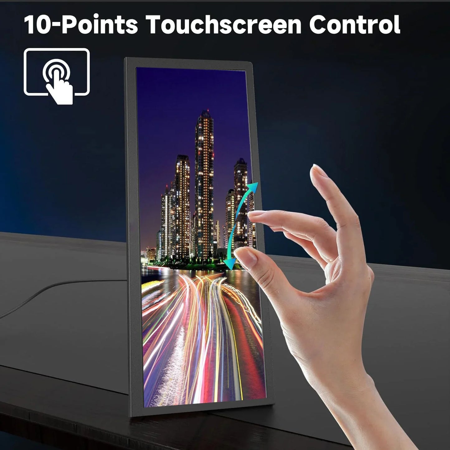 8.8 Inch HDMI Touch Screen Monitor – Long Wide Display with Case, PC Temperature Sensor Panel & Small Extender Monitor