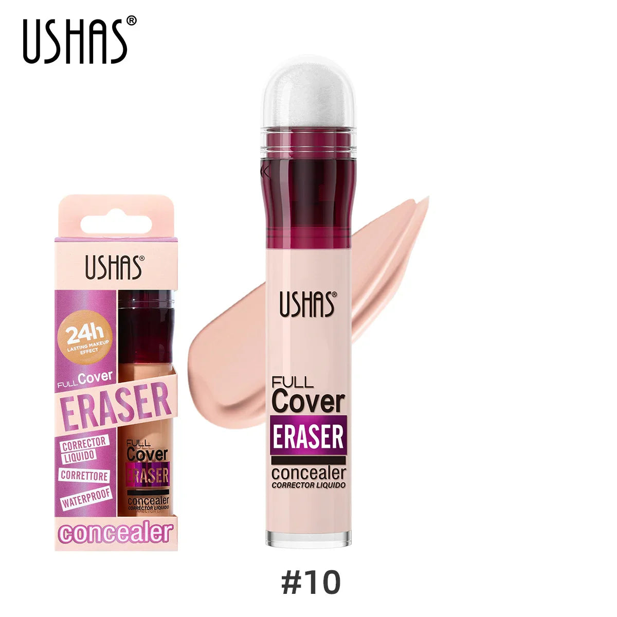 USHAS Sponge Head Concealer – Black Circles, Tear Marks, Acne & Skin Imperfections Waterproof Foundation Makeup Eraser