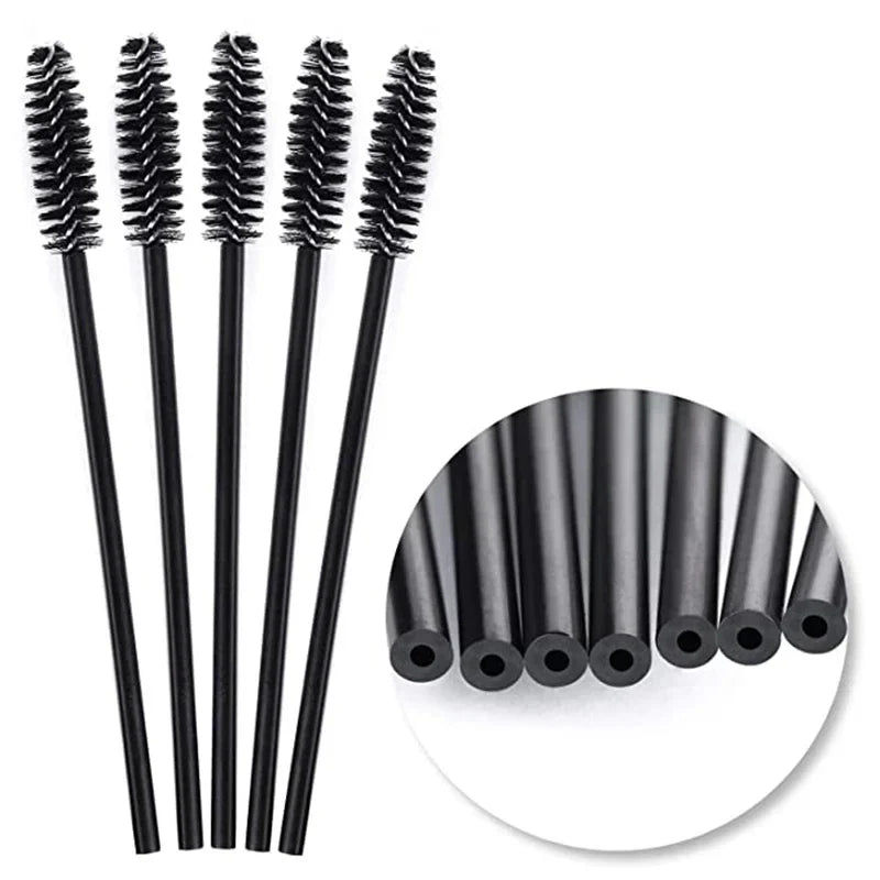 50/1000pcs Disposable Eyelash Brushes - Mascara Wands, Eyebrow Spoolie Applicators & Makeup Extension Tools