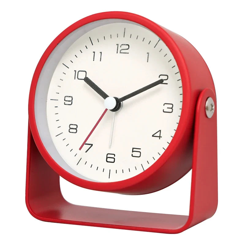 Creative Metal Minimalist Silent Alarm Clock – Small Quartz Desktop Clock for Student Desk, Room & Office Decor