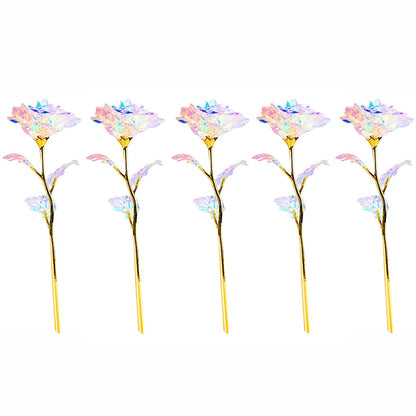 Valentine's Day 24K Foil Plated Rose – Gold Rose Lasts Forever, Creative Wedding & Love Decor, 5-50PCS Gift Set