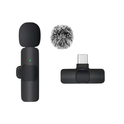 Basix Wireless Lavalier Microphone – Mini Windproof Audio Recorder with Replaceable Wool for iPhone 16, Vlog & YouTube Shooting