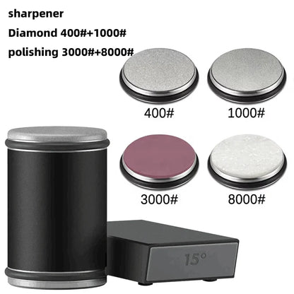 New Rolling Double-Sided Diamond Knife Sharpener – 15° & 20° Magnetic Angle Roller for Kitchen Sharpening