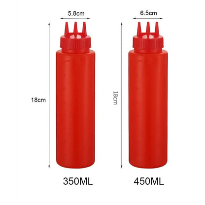 Plastic Squeeze Sauce Bottle – Graduated Jam & Salad Container with 3 Nozzles
