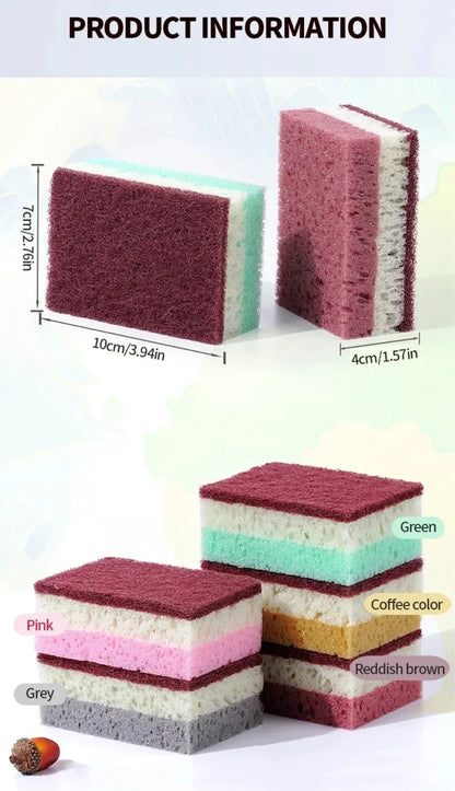 High-Density Sponge Cleaning Cloth — Non-Greasy Dishwashing & Kitchen Sponge for Pots, Bowls & Catering Use