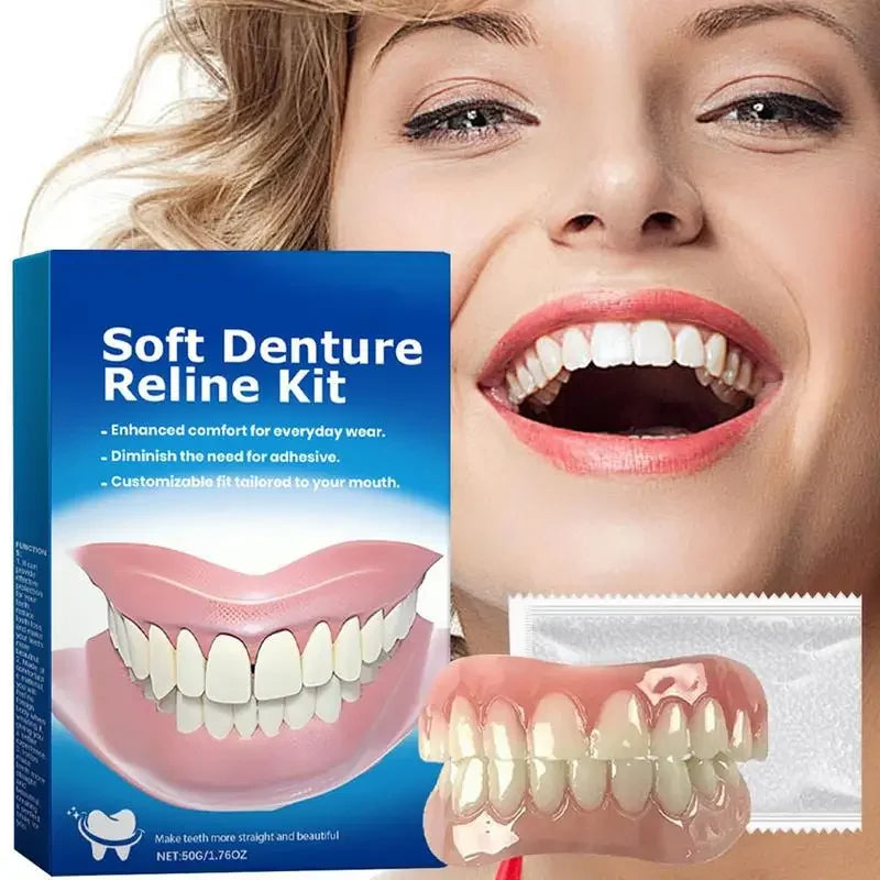 Denture Silicone Kit – Soft Denture Liners for Upper & Lower Teeth, Easy Use Dental Care Replacement Set