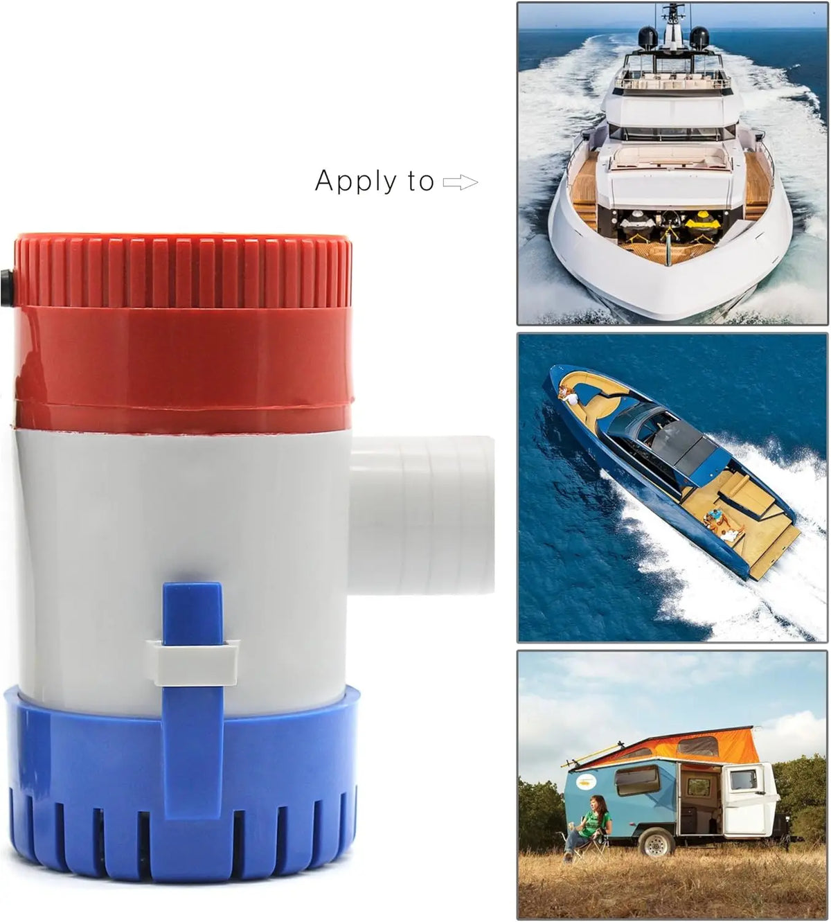 12V Submersible Marine Bilge Water Pump 1100GPH – Vacuum Boat Pump for Seaplane, Houseboat & Motorhome Water Removal System