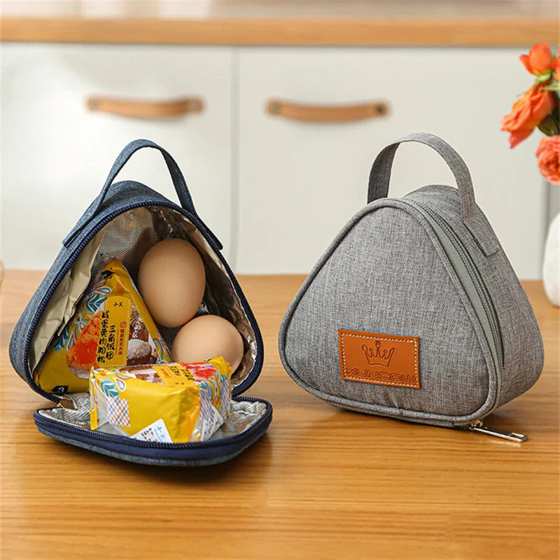 Mini Triangular Insulation Bag - Aluminum Foil Thermal Cooler Lunch Tote for Students, Rice Ball Bag, Bento Box, Carry Bag for Lunch