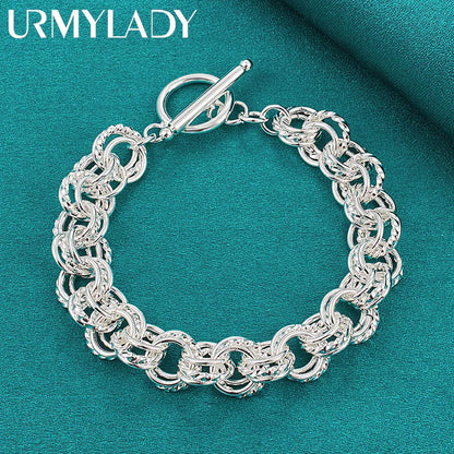 925 Sterling Silver Circle Bracelet – Elegant Fashion Jewelry for Wedding & Party, High-Quality Factory Price