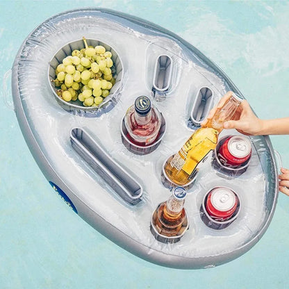 Summer Sea Inflatable Bucket Cup Holder - Pool Beach Swimming Party Float with Beer Drink Tray, Cooler Table Toy Accessories