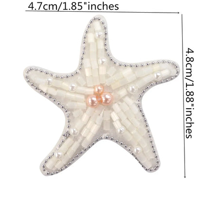 3D Handmade Ocean Animal Patches - Beaded Seahorse Crab Starfish DIY Sewing Accessories & Craft Ornaments