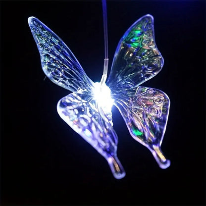 LED Color-Changing Butterfly, Dragonfly & Hummingbird Solar Wind Chime – Waterproof Outdoor Decoration & Birthday Gift