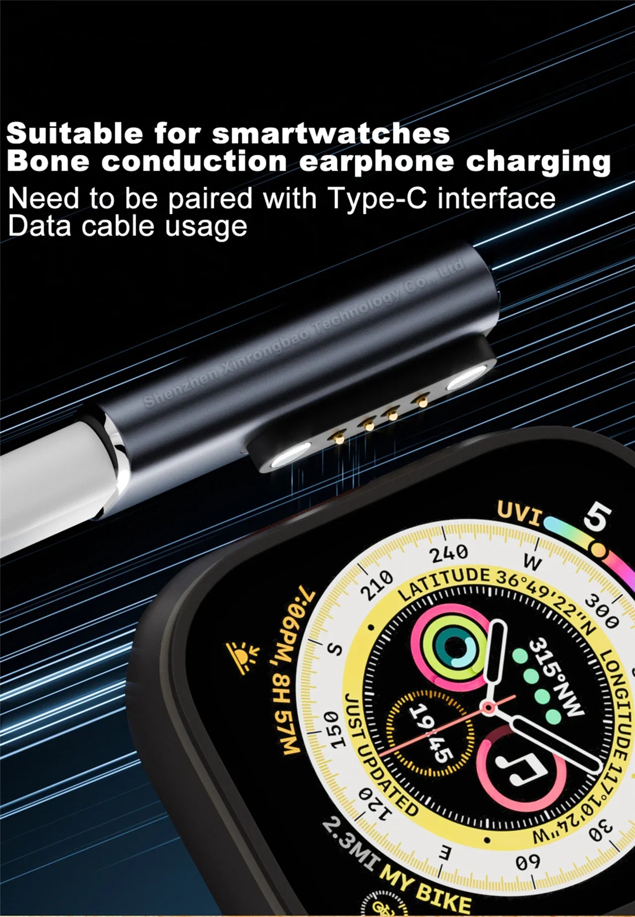 Shokz Bone Conduction Headset & Smartwatch USB-C to 7.62mm 2/4-Pin Magnetic Charging Adapter