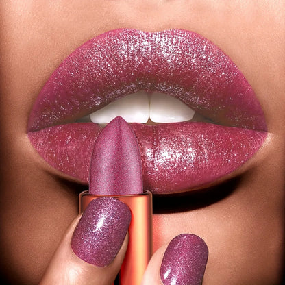Rose Smoke Powder Lipstick – Glossy Velvet, Waterproof, Durable Starry Shine Lip Color