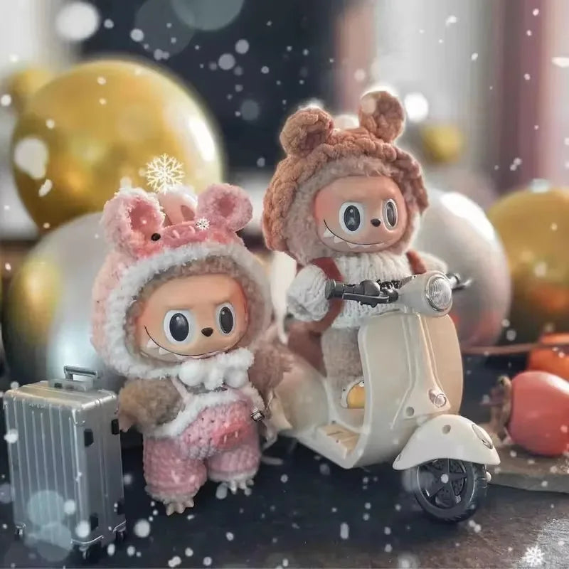 Labubu Doll Mini Electric Motorcycle – Cute Doll Toy with Lights and Music, DIY Accessories, Fun Christmas Gift for Kids