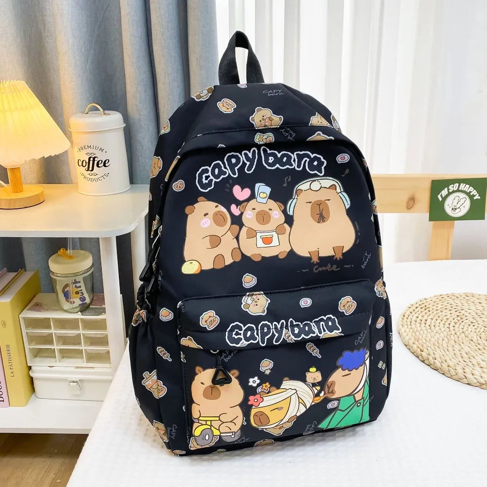 Cute Capybara Backpack | Large Capacity, Breathable Nylon Schoolbag for Students, Women & Girls, Ultra-Light Book Bag