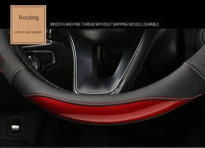 3D Honeycomb Leather Steering Wheel Cover – Durable Anti-Slip Universal Fit for 14.5-15 Inch Wheels