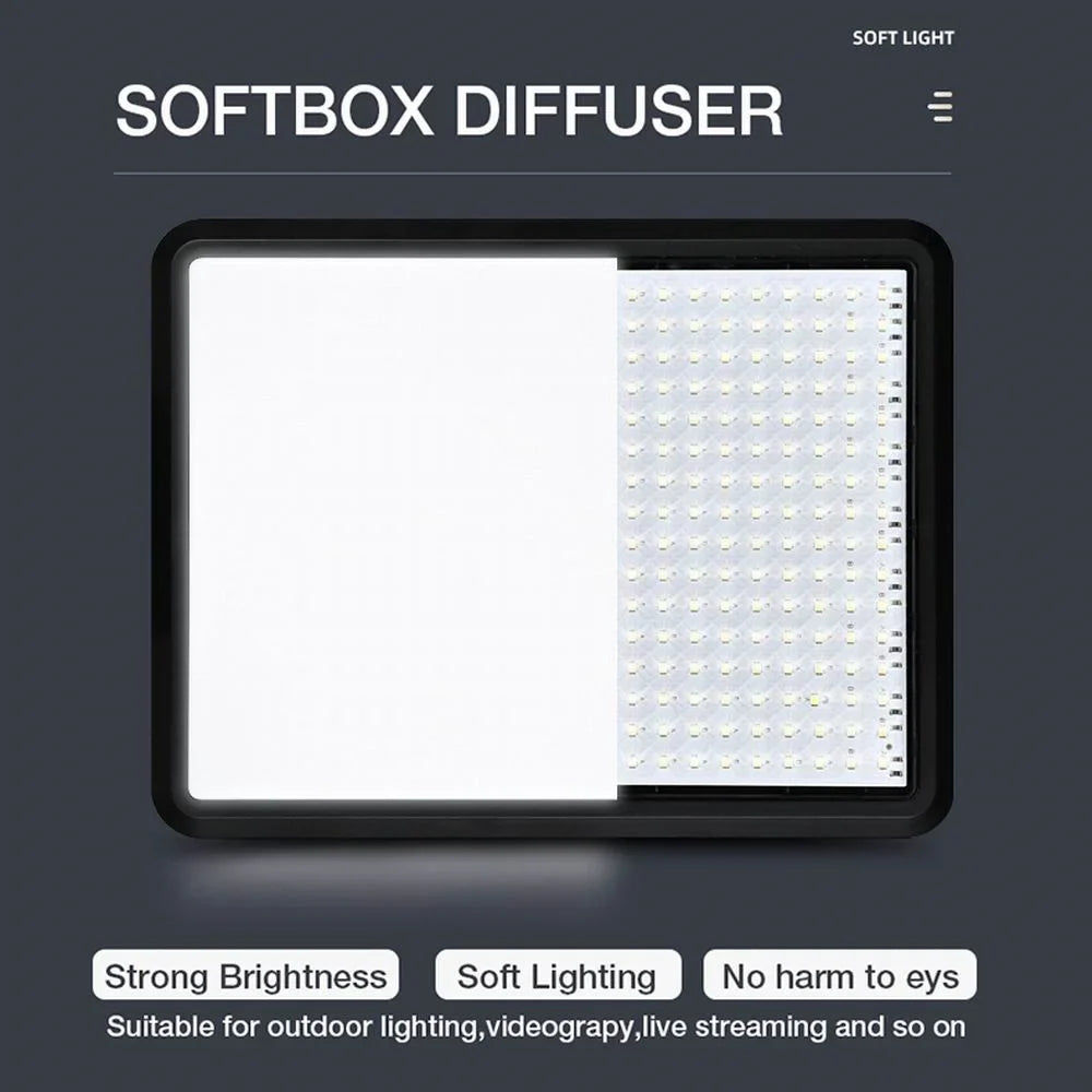 High Power 352-LED Video Light Panel – 2800K-7000K Adjustable Studio Fill Lamp with Light Stand for Live Streaming Photography